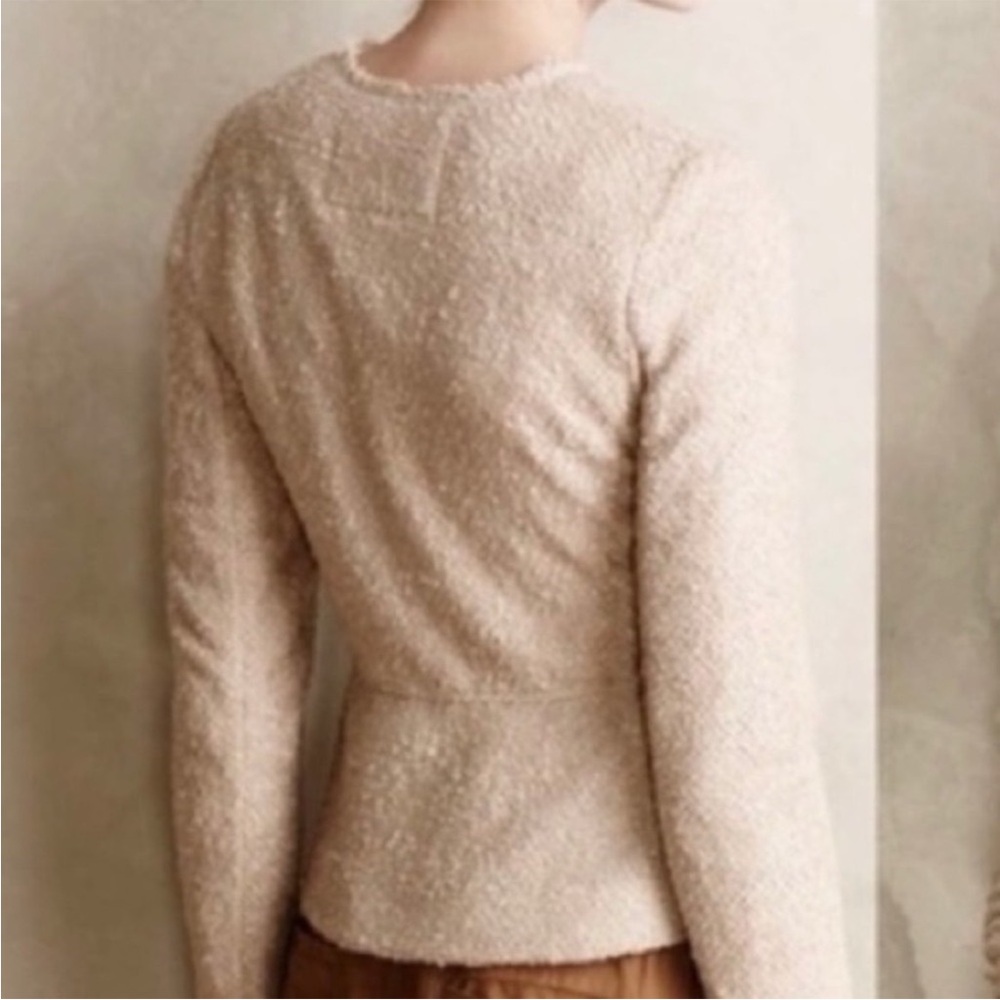 VTG Anthropologie Cartonnier Beige Peplum Textured Knit Jacket Romantic Size S - Picture 2 of 8